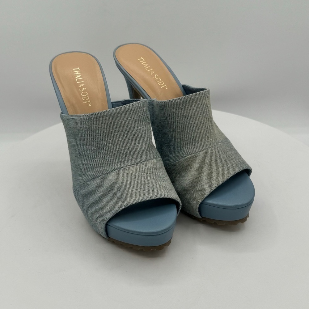 NEW THALIA SODI Cindie Stiletto Slip On Heeled Sandal Size 7 Color Blue MSRP $80
